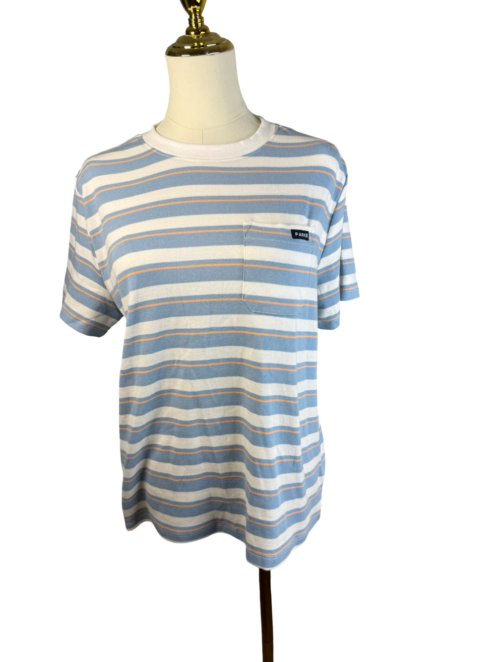 Striped Pocket Tee - Light Blue & White